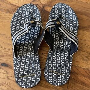{Tory Burch} Gemini Link Thin
Flip-flops slid on slippers blue gold white/cream